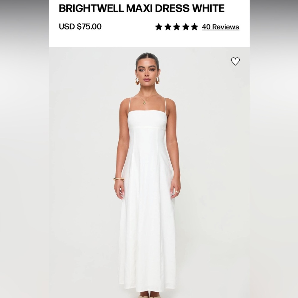 Princess Polly -  Brightwell Maxi Dress White - Size 6